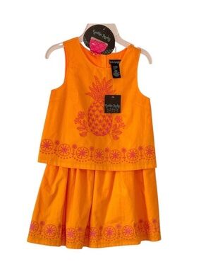 Cynthia Rowley Girls Skirt Set NEW WITH TAGS Embroidered with Hair Claw 7 - 8